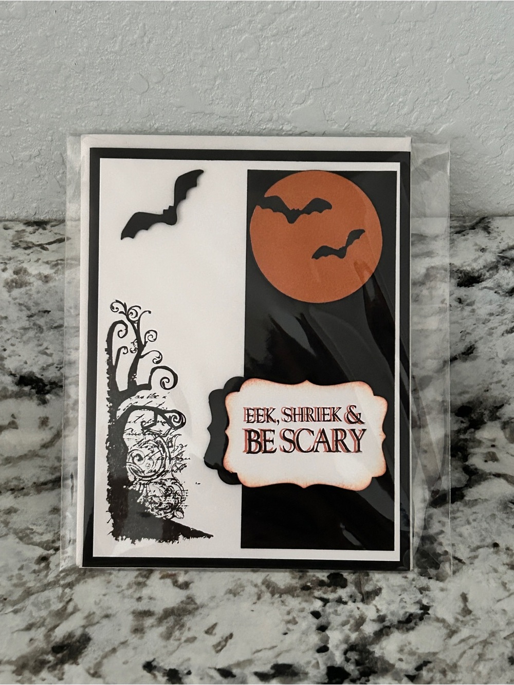 Halloween 'Eek, Shriek & Be Scary' Halloween Card - Black & Orange